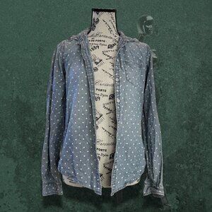 Stylish Blue Polka Dot 100% Cotton Button-Down Shirt